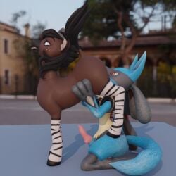 1:1 3d_(artwork) ahe_gao animal_genitalia animal_penis anthro anthro_on_feral biped blue_body blue_fur brown_body brown_fur canine_genitalia canine_penis chocolate_rain_(chocolate_rain) cunnilingus cyfx digital_media_(artwork) duo equid equine eye_roll female feral fur generation_4_pokemon genitals hair hi_res hooves horse kneeling looking_pleasured lucario male male/female mammal nintendo open_mouth oral penis pokemon pokemon_(species) pussy quadruped sex standing stripes tail tongue tongue_out vaginal_penetration zoophilia