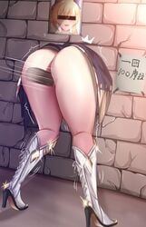 1boy 1girls ass big_ass big_butt bondage boots bottomless disembodied_penis genshin_impact glory_wall high_heels jean_gunnhildr penis photo_(object) price prostitution public_use saya_(artist) sex stuck stuck_in_wall thick_ass thick_thighs thighs through_wall trembling vaginal_penetration vaginal_sex