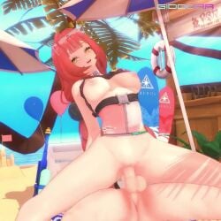 1:1 1boy 1girls 3d animated beach big_breasts breasts breasts_out cowgirl_position female giddora glasses glasses_on_head green_eyes heart-shaped_glasses heart_glasses koikatsu light-skinned_female light-skinned_male light_skin longer_than_10_seconds male nude nude_male official_alternate_costume outside public_sex pussy red_hair reverse_cowgirl_position self_upload sex shorter_than_30_seconds sound swimsuit twin_braids twintails ukinami_yuzuha ukinami_yuzuha_(tanuki_in_broad_daylight) v_sign vaginal_penetration video zenless_zone_zero