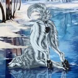 1:1 2024 anatomically_correct anatomically_correct_genitalia anatomically_correct_pussy animal_genitalia animal_pussy animal_vulva anus artist_name ass_up black_anus black_pawpads black_vulva blue_eyes butt_tuft canid canine canine_genitalia canine_pussy canine_vulva cheek_tuft closed_smile dated facial_tuft female female_feral feral fur genitals hi_res ice leg_tuft lying mammal mouth_closed msdeadsoul narrowed_eyes neck_tuft on_front outside pawpads pussy reflection side_view smile solo text tuft vulva white_body white_fur