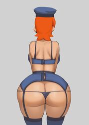 1girls ass ass_cleavage ben_10 bent_over big_ass big_butt breasts bubble_ass bubble_butt butt_crack dat_ass fat_ass fat_butt female female_only gwen_tennyson huge_ass huge_butt large_ass large_butt orange_hair phat_smash police police_hat police_uniform short_hair solo standing thick_ass thick_thighs thighs thong wide_hips