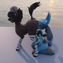 1:1 3d_(artwork) animal_genitalia animal_penis anthro anthro_on_feral anus biped canine_genitalia canine_penis chocolate_rain_(chocolate_rain) cunnilingus cyfx digital_media_(artwork) duo equid equine female feral fur generation_4_pokemon genitals hair hi_res horse kneeling lucario male male/female mammal nintendo open_mouth oral penis pokemon pokemon_(species) pussy quadruped sex standing tail vaginal_penetration zoophilia