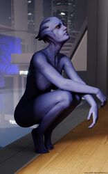 aria_t'loak blue_skin feet major_guardian mass_effect nude nude_female squatting