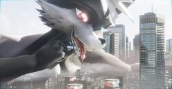 anthro blender_(artwork) blender_cycles bloomthefurry bodily_fluids city city_destruction cityscape destruction digital_media_(artwork) drooling dust heterochromia hi_res macro macro_anthro macro_male male male_pred nova_(bloomthefox) open_mouth saliva saliva_string tongue unknown_species vore
