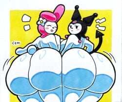 2girls big_ass female huge_ass kuromi mr.ctm my_melody sanrio tagme