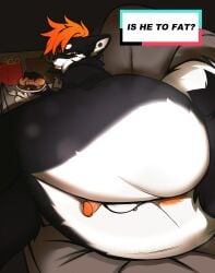 absurd_res anthro anus big_butt black_body black_fur blep butt canid canine canis domestic_dog eating eating_food english_text facial_piercing femboy food fur genitals guiche_piercing hair hi_res huge_butt humanoid_genitalia humanoid_penis jasy_(jasy) lying male mammal mcdonald's nastycalamari nose_piercing nose_ring nude_male on_side orange_hair penis piercing presenting presenting_hindquarters question ring_piercing solo text tongue tongue_out tongue_piercing white_body white_fur