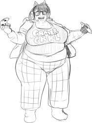 bbw crop_top female gamer_girl morbidly_obese nerd nerdy_female obese obese_female smile
