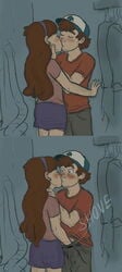 1boy 1girls brother_and_sister brown_hair comedy dipper_pines disney disney_channel disney_xd doublepines female gravity_falls hand_in_pants human human_only incest kissing light-skinned_female light-skinned_male light_skin mabel_pines makeout male siblings smooth_skin twins