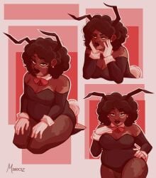 afro breasts bunnysuit chubby dark-skinned_female disventure_camp disventure_camp:_carnival_of_chaos female female_only jade_(disventure_camp) jade_tanko medium_breasts monocsz multiple_views overweight overweight_female seductive seductive_look thick_thighs vitiligo