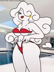 accurate_art_style bikini bikini_bottom bikini_top breasts cartoon_network cloud cloud_humanoid elmorestars female fitness fitness_model milf nipples pussy speech_bubble text text_bubble the_amazing_world_of_gumball the_wonderfully_weird_world_of_gumball thicc thick_thighs thighs yuki_yoshida