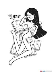 book female glasses kt-draws naked nude oc original original_character solo