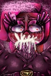 1boy1girl ahegao_face blowjob cum cum_in_mouth cum_inside cum_on_face disgust_(inside_out) saliva_on_penis