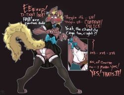 anthro artist_collaboration ass balls balls_outline blush brown_background brown_body brown_fur bulge canid canine canis chastity_cage chastity_cage_outline chastity_device clothed clothing crossdressing crossdressing_male detailed_bulge domestic_dog dress embarrassed femboy fur genital_outline hi_res kinxarts kohichi lace lace_panties lace_stockings legwear looking_back maid_uniform male male_anthro mammal panties panty_shot penis penis_outline rear_view simple_background solo standing stockings thigh_highs translucent translucent_clothing translucent_legwear translucent_stockings translucent_thigh_highs underwear uniform wearing_chastity_cage wearing_chastity_device yellow_body yellow_fur