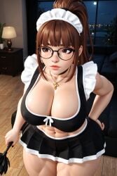 1girls 3d 3d_(artwork) ai ai_generated big_ass big_breasts breasts brown_hair busty cleavage female freckles glasses madz_(oc) maid maid_headdress maid_outfit maid_uniform ponytail radnsad sidelocks solo solo_female solo_focus thick_ass thick_thighs
