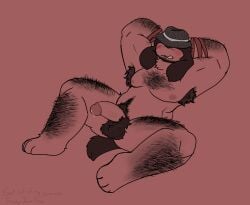 1boy annoyed annoyed_expression black_fur bondage bunny_ears bunny_tail covered_eyes digital_media digital_media_(artwork) fedora fluffy fluffy_fur foreskin forsaken_(roblox) furry hairy hairy_armpits hairy_chest hairy_male happy_trail hard_on hard_penis hat irritated laying_down lop_ears mafioso_(forsaken) male naked naked_male notghosteye penis precum precum_drip precum_on_penis precum_string pubic_hair roblox roblox_game robloxian self_upload soft soft_cock solo solo_male tied_hands uncircumcised