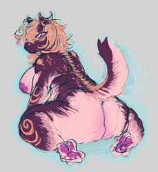 2025 anthro areola ass boyclussy breasts countershading female hair hi_res hyena long_hair looking_at_viewer looking_back looking_back_at_viewer mammal nipples nude nude_female pawpads rear_view sam_(boyclussy) sitting slightly_chubby slightly_chubby_anthro slightly_chubby_female tail trans_(lore) trans_woman_(lore)