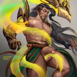 1boy bara dragonmancers_series league_of_legends male male_only muscular solo sooxand thick thick_penis truth_dragon_yasuo wild_rift yasuo