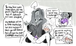 1boy 1boy1girl 1girls adamation_inc. adamationz animationepic asking_a_question balls blush blush_lines blushing breasts candle_(ii) chastity chastity_device female genitals ii inanimate_insanity inanimate_insanity_invitational kint male monochrome object_show object_show_community object_shows osc penis raccoon_bonez silver_spoon_(ii) speech_bubble testicles text text_bubble white_background