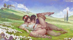 1femboy 2boys anal anal_insertion anal_sex ancient_greece balls bottomless brown_hair crossdressing cum cum_in_ass cum_inside cum_on_body cum_while_penetrated cumming cumming_from_anal_sex cumming_together cumshot detailed_background ejaculation erection feet feet_up femboy field gay girly greek greek_clothes hands-free handsfree_ejaculation historical legs legs_apart light-skinned_femboy light-skinned_male male male_only open_toe_shoes outdoors painting_(artwork) penis renaissance_painting-esque sabudenego sandals sex short_hair sissy soft_shading sucking sucking_nipples taavi taint trap wide_hips yaoi