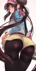 1girls 2021 big_ass big_butt blue_eyes blush brown_hair butt butt_focus butt_shot clothed clothed_female female female_focus female_only hat hi_res huge_butt leggings long_hair looking_at_viewer looking_back low-angle_view nintendo pokemon pokemon_bw2 pussy_visible_through_clothes rosa_(pokemon) short_skirt skirt thick_thighs thighs tights torriet twin_buns twintails visor visor_cap white_hat white_shirt yellow_skirt