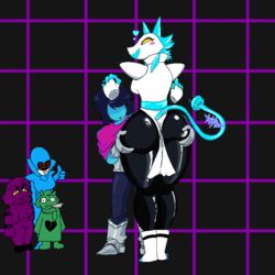 1boy 1boy1girl 1girls age_difference anthro armor ass ass_grab ass_jiggle big_ass big_breasts bigger_female blue_body blue_fur blue_hair blue_skin blush boots bouncing_ass curvy deltarune deltarune_chapter_2 disembodied_hand disembodied_hands ears_up eyelashes faceless_male fat_ass gloves glowing_mouth groping huge_ass imminent_sex interspecies jiggle kris_(deltarune) larger_female leggings mario_smoking_weed_meme meme petting pixel_art ralsei scarf sideboob simple_background smaller_male susie_(deltarune) tail tasque_manager_(deltarune) thick_thighs tight_clothing wide_hips xyakiwi yellow_eyes