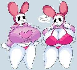 big_breasts big_ears bra bunny_ears chubby_female curvy_body curvy_female curvy_figure curvy_hips fat_thighs furry huge_breasts my_melody onegai_my_melody panties rabbit sanrio thick_ass thick_thighs underpants underwear