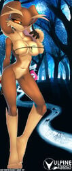 2009 anthro belt breasts brown_fur color edit exposed_breasts female female_only fur furry furry_breasts furry_ears genitals glowing_eyes long_ears lopunny nintendo nose orange_eyes outdoors pink_nose poke_ball pokemon pokemon_(species) pose posing potion pussy solo standing tailsrulz topless wink