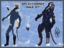 anthro armor ary_vi'tarren avian biosynthetic genitals gills hi_res internal_balls magic magic_user male marine military penis playeroneart ptak solo synthetic talons