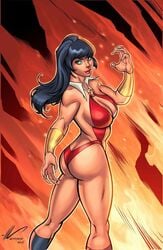 ale_garza ass black_hair breasts claws dynamite_comics looking_at_viewer signature sling_bikini vampirella