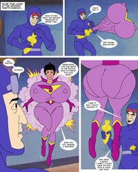 1girls alternate_breast_size ani7us ass bangs big_ass big_breasts black_hair boots breasts busty comic curvaceous curvy dark-skinned_female dark_skin dat_ass dc dc_comics dialogue elf_ear elf_ears english_text eyelashes eyes eyeshadow female genie gigantic_breasts hanna-barbera hips huge_ass huge_breasts hyper_ass hyper_breasts jayna_(wonder_twins) large_ass large_breasts legs lips lipstick nipple_bulge parody pointed_ears pointy_ears pokies purple_eyes short_hair speech_bubble super_friends superheroine tan_skin text thick_ass thick_legs thick_thighs voluptuous wide_hips wonder_twins