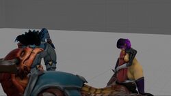 3d blowjob blue-skinned_female blue_skin dragon drogoz_(paladins) female kissing male paladins saati_(paladins) sex skye_(paladins)