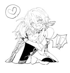 1boy 1boy1girl 1girls adorable aether_(genshin_impact) black_and_white blush blushing blushing_at_partner blushing_profusely brother_and_sister cute genshin_impact happy head_on_breasts hetero hoyoverse hug hugging_another hugging_partner incest lumine_(genshin_impact) male/female mihoyo siblings sketch straight surprised twincest twins vanilla wholesome wholesome_hug