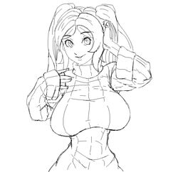 1girls alternate_costume fire_emblem fire_emblem_awakening large_breasts long_hair looking_at_viewer nintendo novam robin_(fire_emblem) robin_(fire_emblem)_(female) sketch smile solo sweater twintails