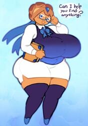 angstrom blueberry_pie_cookie breasts chubby chubby_female cookie_run female food_creature glasses huge_breasts humanoid hyper hyper_ass hyper_breasts nub_feet stockings thick_thighs thighhighs video_games wide_hips