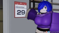 3d breasts christmas female original_character purple_hair roblox robloxian rusmynth tagme unseen