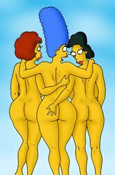 20th_century_studios accurate_art_style artist_request breasts cleavage dat_ass female helen_lovejoy huge_breasts large_breasts marge_simpson maude_flanders milf sex the_simpsons yellow_body yellow_skin