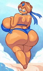 angstrom ass bikini blueberry_pie_cookie breasts cookie_run female food_creature glasses hand_on_breast huge_ass huge_breasts humanoid hyper hyper_ass hyper_breasts nub_feet thick_thighs video_games wide_hips