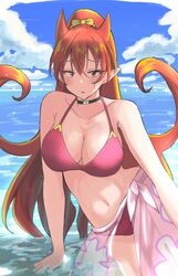 1girls ameri_azazel beach big_breasts breasts demon demon_girl female mairimashita!_iruma-kun red_hair welcome_to_demon_school!_iruma-kun yellow_eyes