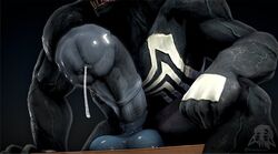 3d 3d_(artwork) cum cum_drip cum_on_penis horsecock male male_only marvel marvel_comics muscular muscular_male penis solo solo_male taker_pov venom venom_(marvel) white_eyes