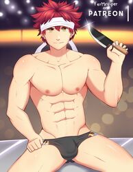 chef fermrviper gay half_dressed half_naked headband male male_only muscle muscles muscular muscular_male shokugeki_no_souma yaoi yukihira_souma