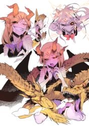 2019 blonde_hair dragon_girl dragon_horns genderswap gijinka godzilla_(series) godzilla_king_of_the_monsters horns humanized kaiju_girl karasu_raven king_ghidorah monster_girl monsterverse small_breasts tagme