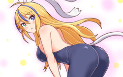 1girls ass ass_focus back bare_shoulders bent_over blaster_master blaster_master_zero blonde_hair clothing cougar1404 eve_(blaster_master_zero) female long_hair sideboob solo