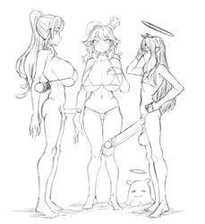 1girls 2futas big_breasts bottomless cheating cock_shock comparing_penis cucked_by_futa cuckold fan_mascot_(vtuber) female flat_chest futanari hat hololive hololive_english large_balls large_breasts large_penis long_hair makinakid monochrome mori_calliope netorare ninomae_ina'nis ntr penis_size_difference penis_to_the_knees pointy_ears ponytail small_penis small_penis_humiliation swimsuit takanashi_kiara tako_(ninomae_ina'nis) unimpressed virtual_youtuber