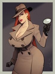 1girls breasts cleavage cosplay curvaceous curvy detective detective_(cosplay) devil_hs disney fedora female female_only handwear headwear huge_breasts human jessica_rabbit looking_at_viewer outerwear pale_skin police red_hair solo trenchcoat who_framed_roger_rabbit wide_hips