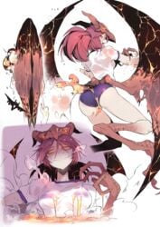 2019 ass bare_thighs big_breasts bird_feet gijinka godzilla_(series) godzilla_king_of_the_monsters humanized kaiju_girl karasu_raven monster_girl monsterverse pterosaur red_hair rodan tagme wet_clothes wings yellow_eyes