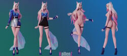 1girls 3d ahri alternate_costume areolae blender breasts female female_only k/da_ahri k/da_series kallenz league_of_legends nipples solo