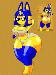 1girls 2021 animal_crossing animal_ears ankha anthro ass big_ass breasts cat cat_ears cat_tail cleavage color colored egyptian_headdress female female_only huge_ass knick_knack nintendo no_humans non-human solo solo_female striped_tail sunglasses sunnification sunny_miami tail thick thick_ass thick_thighs thighs user3345 wide_hips yellow_body