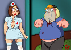 blood chris_griffin cleavage cosplay family_guy halloween halloween_costume lipstick meg_griffin nurse nurse_uniform skirt thewink zombie