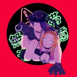 1boy 1boy1girl 1girls camie_utsushimi cat_bell collar female from_behind fur_bikini gloves halloween halloween_costume handcuffed handcuffs male male/female muscular my_hero_academia on_all_fours pouty_lips ripped_clothing seiji_shishikura shiketsu_high_school_cap shishikura_seiji straight untied_bikini utsushimi_camie