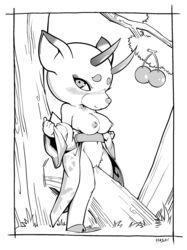 1girls animal_crossing anthro anthro_only anthrofied antlers asian_clothing blush blushed blushing boobs breasts cervid clothed clothing digital_media_(artwork) dripping east_asian_clothing female female_only hasuki hi_res horn horns japanese_clothing kimono looking_away looking_back mammal masturbation monochrome nintendo outside partially_clothed plant pussy_juice screentone shino_(animal_crossing) solo tits tree video_games wet